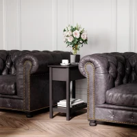 HOMCOM End Table, Narrow Side Table with Flip Top , Shelf, Dark Coffee(m-7)