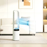 HOMCOM Torenventilator zonder bladen, met 45° oscillatie, LED-verlichting, 3 snelheden, 12-uurs timer, afstandsbediening(m-2)