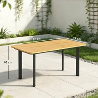 Outsunny Outdoor Garden Coffee Table, Garden Table with Slatted Wood Plastic Composite Top and Metal Frame, Brown(m-3)