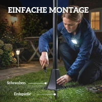 Outsunny Solar Laterne 2er-Set Stehleuchte 180cm Höhenverstellbar mit 2 Helligkeitsmodi Lichtsensor Schalter, IP44(m-9)