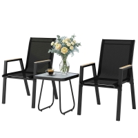 Outsunny Ensemble bistro extérieur 3 pièces, table avec pieds réglables