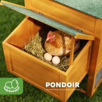 PawHut Poulailler en bois poulailler pour poules extérieur avec pondoir bac amovible en bois massif 297,5 x 68 x 118 cm orange(m-6)
