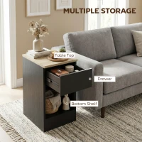 HOMCOM Set of Two Modern Storage Bedside Tables - Black(m-4)