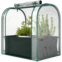 Outsunny Mini Serre avec Sac de Plantation, Serre Portable avec porte enroulable, 68 x 50 x 70 cm, Vert Foncé(m-1)