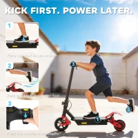AIYAPLAY Foldable Kids Electric Scooter with LCD Display, Dual Shock Absorption, Up to 15 KM/H, Max Range 6 KM for Age 6-14, Red(m-4)