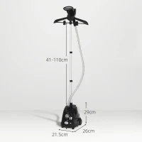 HOMCOM Clothes Steamer with Adjustable Pole Clothes Steamer 11 Steam Levels 41-110 cm Black(m-3)