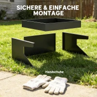 Outsunny Garage für Mähroboter mit Pflanzkasten, Robuste Garage aus galvanisiertem Stahl, Schwarz(m-7)