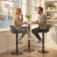 HOMCOM Bar Stools Set of 2, Modern Swivel Barstools with Footrest for Kitchen Island and Dining Room, Grey(m-8)