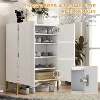 HOMCOM Meuble à chaussures 20 paires, armoire à chaussures moderne avec portes à fermeture douce, étagères réglables, blanc(m-5)
