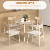 HOMCOM Folding Dining Table for 4, Round Drop Leaf Table, Modern Space Saving Small Kitchen Table with Wood Legs for Dining Room, Natural(m-5)