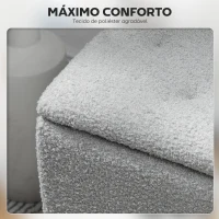 HOMCOM Banco de Armazenamento em Borrego Capacidade 47L Tampa Abatível e Pés de Madeira de Borracha Carga 120 kg 95x38x45 cm Cinza(m-6)
