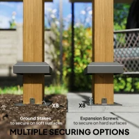 Outsunny 3 x 3 m Outdoor Hardtop Gazebo Canopy with 2-Tier Steel Roof, Wood Garden Gazebo with Curtains, Grey(m-8)