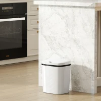 HOMCOM Balde de Lixo Automático 15L com Sensor Infravermelhos e Modo Manual Anel de Retenção Antimarcas 27,6x21,4x33,5 cm Branco(m-9)
