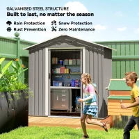 Outsunny 6.5 x 3.5ft Metal Garden Storage Shed - Light Grey(m-4)
