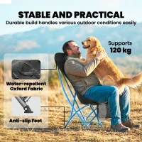 Outsunny Camping Chair for Adults Heavy Duty Folding Camp Chair with Side Pocket and Carry Bag Black(m-6)