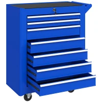 DURHAND Carrinho de Ferramentas com 7 Gavetas Carrinho de Oficina com Fechadura Pega 2 Rodas com Travão 69x33x75 cm Azul(m-6)
