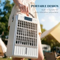 HOMCOM Portable Air Conditioner, 4-in-1 Mini Air Cooler with 4 Wind Speed, 2 Cool Mist, RGB 7 LED Light, White(m-9)