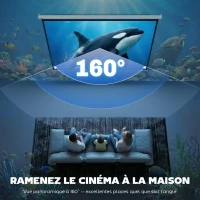 HOMCOM Écran vidéoprojecteur 84 Pouces, 4:3 4K HD écran de projection motorisé et électrique, écran de projection tv et home cinéma, montage mural ou plafond, panneau de commande et télécommande(m-5)
