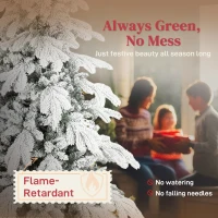 HOMCOM 6ft Super Flocked Christmas Tree - Green/White(m-4)