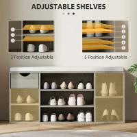 HOMCOM Shoe Storage Bench with Cushion - Grey(m-5)