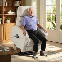 HOMCOM Poltrona Levanta Pessoas com Reclinação Elétrica em até 135° e com 8 Zonas de Massagem 83x92x110 cm Bege(m-2)