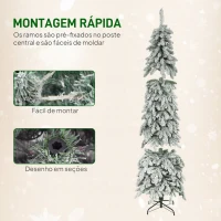 HOMCOM Árvore de Natal Estreita 225 cm Árvore de Natal Nevada com Luzes LED Temporizador 11 Modos de Iluminação Verde(m-8)