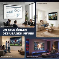 HOMCOM Écran vidéoprojecteur 84 Pouces, 4:3 4K HD écran de projection motorisé et électrique, écran de projection tv et home cinéma, montage mural ou plafond, panneau de commande et télécommande(m-9)