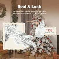 HOMCOM 6ft Super Flocked Christmas Tree - Green/White(m-5)