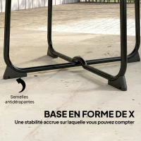 Outsunny Table basse extérieure pour 2 personnes, table de jardin ronde base en X avec structure en métal, Ø 50 x 45,5 cm, noir(m-6)