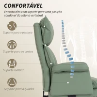HOMCOM Cadeira de Secretária com Apoio para os Pés  Encosto Reclinável Estofada em Couro Sintético 69x65x108-116 cm Verde(m-4)