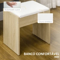 HOMCOM Toucador de Maquilhagem com Banco Espelho 4 Gavetas 4 Compartimentos de Armazenamento Estilo Moderno 80x38x143 cm Madeira(m-6)