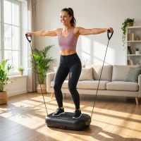 SPORTNOW Plateforme Vibrante Fitness Appareil de Musculation 200W Plaque Vibrante 120 Vitesse 5 Programmes Perte de Poids Noir(m-2)