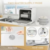 HOMCOM 6L Five-Mode Tabletop Dishwasher - White(m-6)
