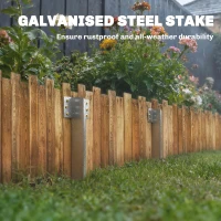 Outsunny 20 Pack Railway Sleeper Brackets, 41 cm Heavy Duty Galvanised Steel Sleeper Stakes with Screws and Gloves(m-6)