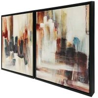 HOMCOM Quadros em Tela Abstractos 40x40 cm 2 Peças Quadros de Arte de Parede Emoldurados Decoração Moderna Multicolor(m-11)