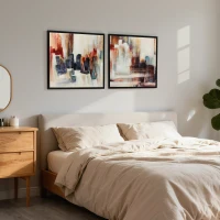 HOMCOM Quadros em Tela Abstractos 40x40 cm 2 Peças Quadros de Arte de Parede Emoldurados Decoração Moderna Multicolor(m-7)