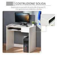 HOMCOM Scrivania Ufficio, 80x45x75 cm Scrivania Salvaspazio con Vassoio Tastiera, Cassetto per Documenti, Bianco(m-5)