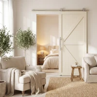 HOMCOM Sliding Door Hardware Kit Heavy Duty 304 Stainless Steel 152 cm Wide Door Silver Tone(m-9)