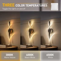 HOMCOM Led Wall Lamp 2 Pack, 13W Modern Indoor Spiral Wall Light, Colour Temperature Adjustable 3000K/4000K/6500K, for Bedroom, Living Room, Hallway, Stairs, Black(m-4)