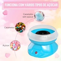 HOMCOM Máquina de Algodão Doce Potência 450W-550W Doce com Colher Medidora e 10 Palitos de Bambu 27x26x18 cm Azul(m-6)