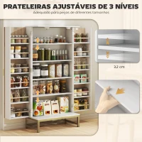 HOMCOM Armário de Cozinha com 2 Portas e 12 Compartimentos Design Moderno com 5 Prateleiras Ajustáveis Branco(m-5)