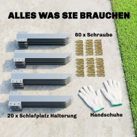 Outsunny 20er-Pack Bahnschwellen-Befestigungswinkel, 41 cm Schwerlast-Verzinkte Stahlpfähle mit Schrauben und Handschuhen(m-4)
