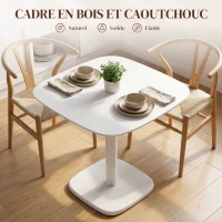 HOMCOM Table à manger pour 4 personne table de cuisine carrée style moderne avec plateau aspect bois, 70 x 70 cm, blanc(m-4)