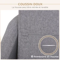 PawHut Canapé pour chien lit pour chien animal domestique style scandinave pieds en bois revêtement tissu déhoussable 75 x 55 x 39 cm - gris(m-5)