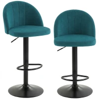 HOMCOM Lot de 2 Tabourets de Bar, Tabourets Modernes Pivotants avec Repose-pieds, Bleu(m-6)