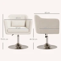 HOMCOM Modern Accent Chair with Swivel Base, Height Adjustable Arm Chair with Pillow for Living Room, Bedroom, Cream White(m-3)