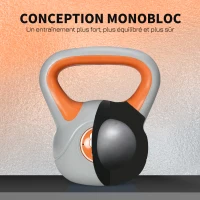 SPORTNOW Kettlebell 8 kg, haltère avec poignée ergonomique, haltère à boule, musculation, entraînement, 20 x 14 x 24 cm, orange(m-7)