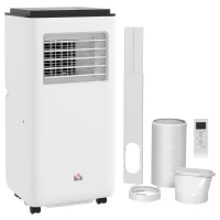 HOMCOM Ar Condicionado Portátil 10000 BTU 2900W Arrefecedor Ventilador Desumidificador 5 em 1 para Quarto 22m² 33x28x70,4 cm Branco(m-10)