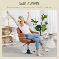 HOMCOM Swivel Accent Chair, Linen Fabric Tub Vanity Chair, Modern Armchair with Adjustable Height and Lumbar Support for Living Room Bedroom Salon Make up Room Dressing Table, Brown(m-5)