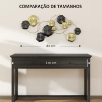 HOMCOM Decoração de Parede em Metal com Forma de Flor de Lótus Adorno para Sala Moderna Decoração 84x35 cm Dourado e Preto(m-7)